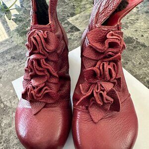 Red leather boots